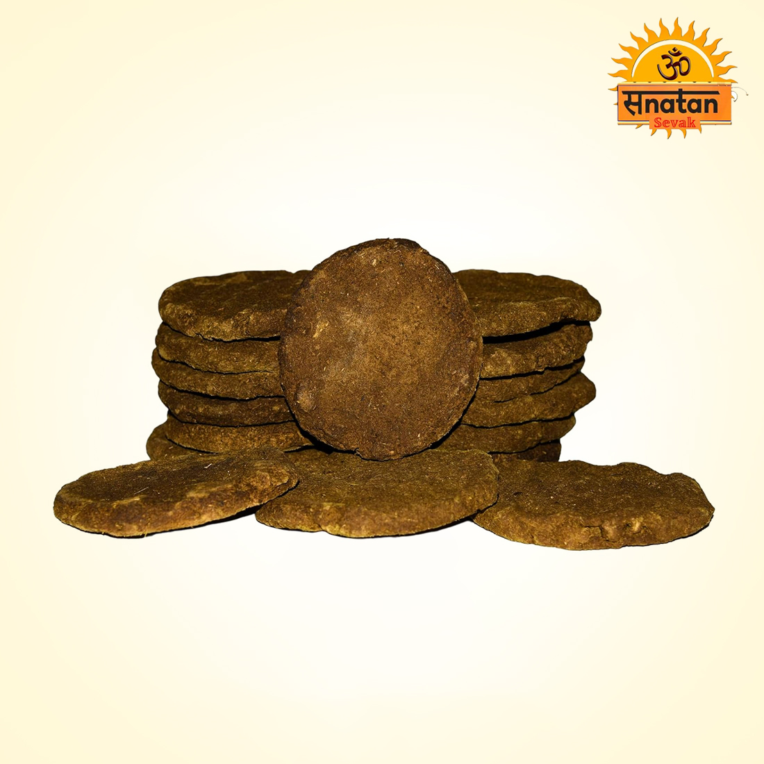 Organic Desi Cow Dung Cake/Varati (Brown, Standard) - 25 Pieces